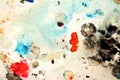 Abstract blue orange black spots, painting watercolor background, painting abstract colors Royalty Free Stock Photo