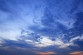 Abstract blue-orange clouds at sunset sky background. Panorama style background