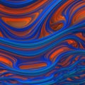 Abstract blue and orange 3d waves, 3d rendering. 3d illustration Royalty Free Stock Photo