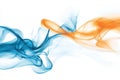 Abstract blue and orange smoke on white Royalty Free Stock Photo