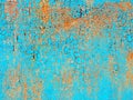 Abstract blue orange texture with grunge cracks. Cracked paint on a metal surface. Bright urban background with rough paint transi