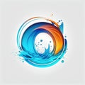 abstract blue and orange water wave on white background, vector illustration Royalty Free Stock Photo