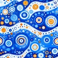 Abstract Blue Orange Wave Pattern with Circles Royalty Free Stock Photo