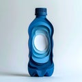 Abstract Blue Paper Cutout Bottle Art on Light Gray Background Surface Royalty Free Stock Photo