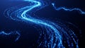 Abstract Blue Particle Stream Dynamic Digital Data Flow Cyber Technology Background Royalty Free Stock Photo