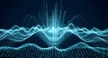 Abstract Blue Particle Waveform or Sound Waveform Data Visualization Royalty Free Stock Photo