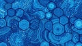 Abstract blue pattern featuring hexagonal and circular designs Royalty Free Stock Photo
