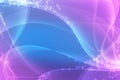 Abstract blue and pink background with smooth lines and sparkles.