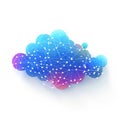 Abstract blue and pink cloud shape with network connection and spheres Royalty Free Stock Photo