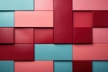 Abstract blue, pink cube stacking wall art for cube wallpaper background