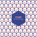 Abstract blue and pink geometric cube pattern hexagons on white background Royalty Free Stock Photo