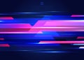 Abstract blue and pink geometric motion with lighting glow colorful on dark background technology modern style