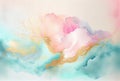 Abstract blue pink and metallic gold watercolor background, paint texture Royalty Free Stock Photo