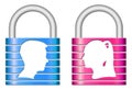 Abstract padlocks with silhouette