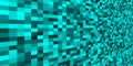 Abstract blue pixel texture background in perspective. Digital technology banner. Horizontal grey pixel pattern. Vector.