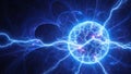 Blue plasma ball with lightning discharges Royalty Free Stock Photo