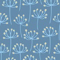 Abstract blue pollen flower seamless pattern