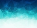 Abstract blue polygonal background with light and bokeh effect.