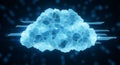 Abstract blue polygonal cloud illustration symbolizing digital data storage and global network connections Royalty Free Stock Photo