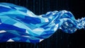 Abstract blue polygonal wave flowing through binary code data stream Royalty Free Stock Photo