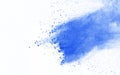 Abstract of blue powder explosion on white background. Blue powder splatted isolate. Colored cloud. Colored dust explode. Paint Ho Royalty Free Stock Photo