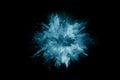 Abstract blue powder splatted background. Royalty Free Stock Photo