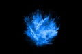 Abstract blue powder splatted background. Royalty Free Stock Photo