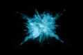 Abstract blue powder splatted background. Royalty Free Stock Photo