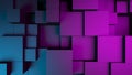 Abstract blue purple digital data background 3d render polygon. Abstract techno purple geometric technology background
