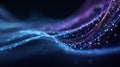 Abstract Blue and Purple Digital Light Wave with Glowing Particles Technology Background Royalty Free Stock Photo