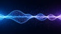 Abstract Blue and Purple Digital Waveform with Network Connections and Particles sound Royalty Free Stock Photo