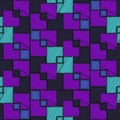 Abstract blue and purple embroidery square pattern