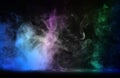 Abstract blue,purple,firozi Colorful smoke on a black background. Royalty Free Stock Photo