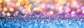 Abstract blue, purple, gold and pink glitter lights background. Unicorn. Circle blurred bokeh Royalty Free Stock Photo