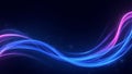 Abstract blue and purple light trails creating a dynamic wavy pattern on dark background