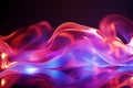Abstract blue and purple liquid wavy shapes futuristic banner. Glowing retro waves. AI Generative Royalty Free Stock Photo