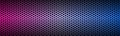 Abstract blue and purple neon geometric hexagonal mesh material header. Perforated metallic technology banner Royalty Free Stock Photo