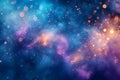 Abstract blue, purple and pink glitter lights background. Night sky with stars Royalty Free Stock Photo