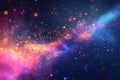 Abstract blue, purple and pink glitter lights background. Night sky with stars Royalty Free Stock Photo