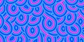 Abstract blue purple trippy psychedelic seamless pattern in 70s hippie style Royalty Free Stock Photo