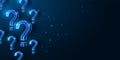 Abstract blue question marks futuristic concept banner with place for text in glowing polygons style