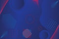 a abstract blue and red background with circles and shapes, twitch background flat design geometric Royalty Free Stock Photo