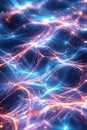 Abstract Blue-Red Energy Waves - Dynamic Fluid Digital Flow Background Portrait Images Generative AI Royalty Free Stock Photo