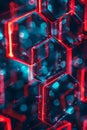 Abstract Blue-Red Hexagonal Grid with Glowing Nodes, Portrait Images Generative AI Royalty Free Stock Photo