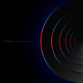 Abstract blue and red neon glowing circles on black background technology futuristic concept Royalty Free Stock Photo