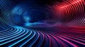 Abstract Blue And Red Neon Lights Background With Glowing Lines And Royalty Free Stock Photo