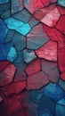 Abstract Blue and Red Wallpaper with Dark Magenta and Dark Green Cracks AI Generated