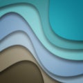 Abstract blue sea and beach summer background with curve paper wave and seacoast Royalty Free Stock Photo