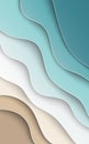 Abstract blue sea and beach summer background with curve paper wave and seacoast, with clipping mask for poster or web site design Royalty Free Stock Photo