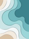 Abstract blue sea and beach summer background with paper waves and seacoast for banner, invitation, poster Royalty Free Stock Photo